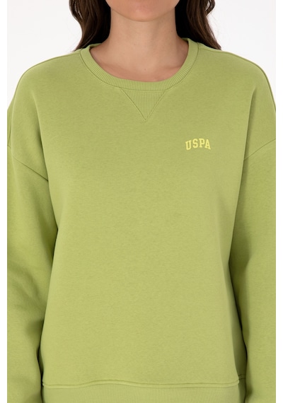 U.S. Polo Assn. Kadın Fıstık Yeşili Şardonlu Bisiklet Yaka Basic Sweatshırt 50313586-VR087