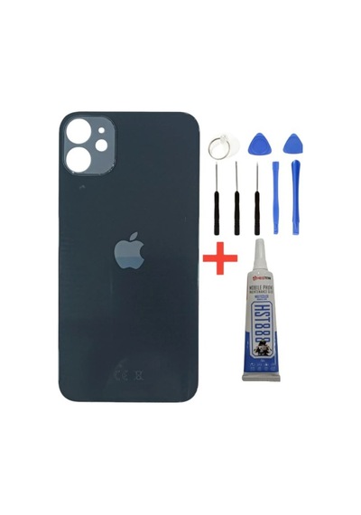 Apple Uyumlu iPhone 12 Mini Siyah Arka Cam Kapak Arka Pil Kapağı