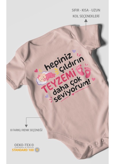 Morivokids Teyzeye Özel Kısa Kollu Bebek Body %100 Pamuk Zbn195-kk Pastel Pembe