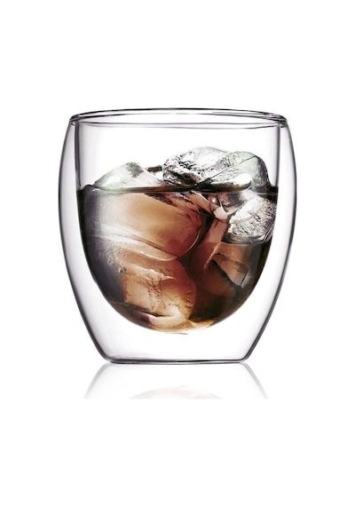 Yeni Tasarım Su Bardağı Çift Cidarlı 200 Ml Şeffaf Cam Bardak 1 Adet - 2771 Çok Renkli