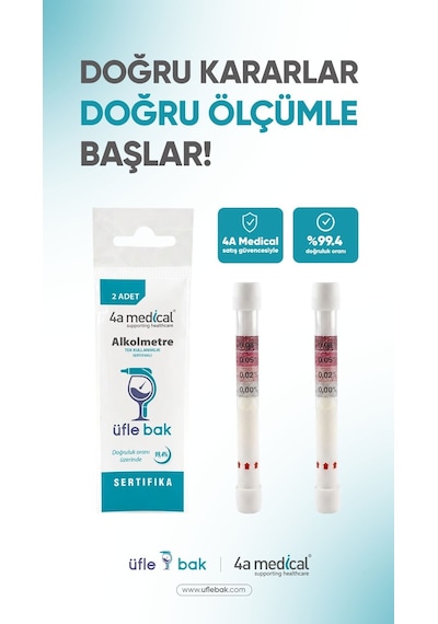 ÜFLE BAK 4a Medical Tek Kullanımlık Alkolmetre 5'li Paket 10'lu - Alkol testi - Promil Ölçer - Promil Testi -
