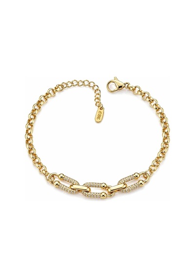 Cm Jewelry Zirkon Taşlı Tiffany Zincir Bileklik Gold Kadın Bileklik Altın