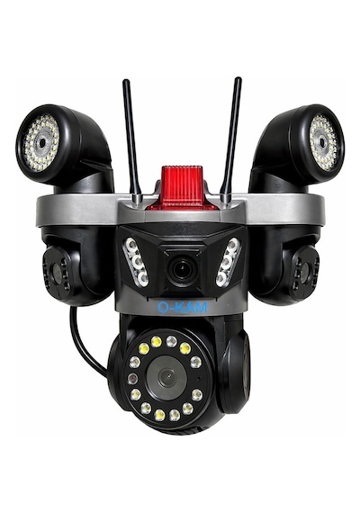 Okam Ok-231 4 Lens Wifi Güvenlik Kamerası Led Flaş + Çift Projektörlü Gece Görüş Akıllı Takip 12v Adaptör li