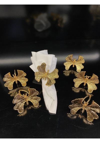Alfafe Home Kelebek 6 Lı Altın Peçete Yüzüğü 6x6x7 Cm Gold Sofra Yüzük Altın