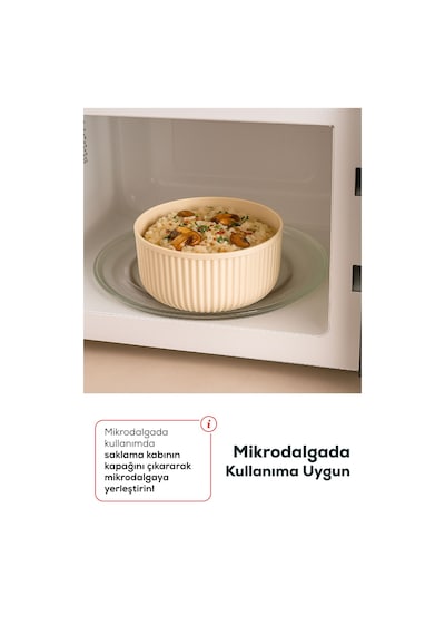 Vienev 4'lü Yuvarlak Saklama Kabı Seti Çizgili Bej 2.5l 1.5l 0.80l 0.45l Mikrodalga Ve Dondurucu Uyumlu Bej