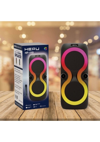 Hepu Hp-110 2x4'' 2x10cm Kablolu 1 El Mikrofon Bluetooth Şarjlı Müzik Kutusu