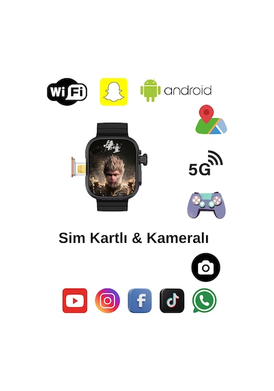 Hw S10 Call 5g Android Amoled Ekran Gps, Nfc, Kamera Yapay Zeka Destekli Akıllı Saat Btk Kayıt