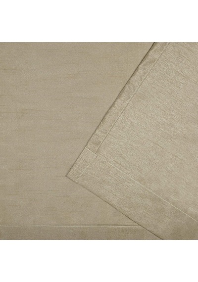 Curtains Chateau Çizgili Suni İpek Halkalı Üst Perde Panel Çifti, 54x84, Beyaz/kum