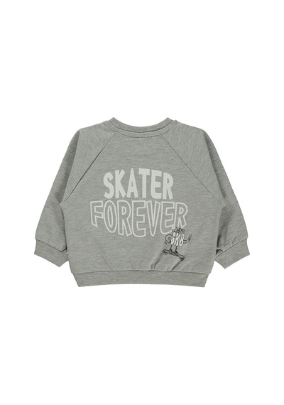 Civil Baby Skater Forever Baskılı 6-18 Ay Sweatshirt - Gri Grimelanj
