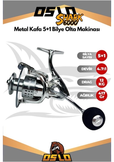 Oslo Viking 180cm 30-180gr Shark 6000 Tekne Olta Seti Standart