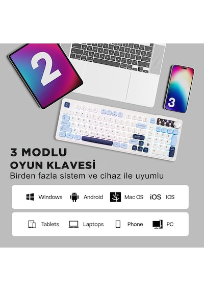 Af98 Plus Membran Oyuncu Klavyesi-4000 Mah Batarya-bluetooth 5.0/2.4g/usb-c, Rgb