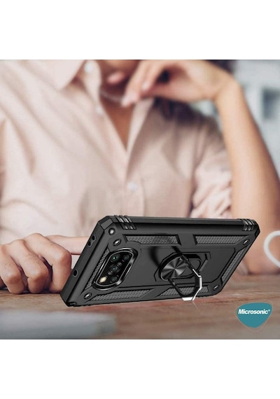 Xiaomi Poco X3 Pro Kilif Zirhli Standli Yüzüklü Tank Kapak 406470204
