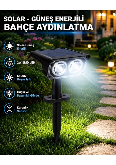 Coverzone Solar Bahçe Lambası 2w Smd Led, Toprak Çubuklu, Güneş E
