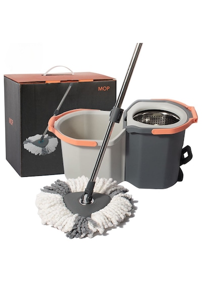 Pedallı Otomatik Mop Temizlik Seti 360 Döner Başlıklı 2 Adet Mikrofiber Bez