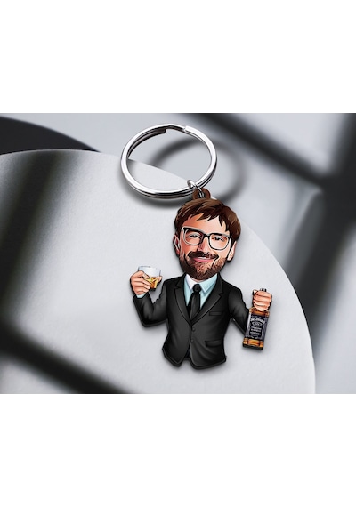 Bk Gift Kişiye Özel Erkek Karikatürlü Ahşap Anahtarlık, Sevgiliye Hediye, Erkek Hediyesi, Doğum Günü Hediyesi-12