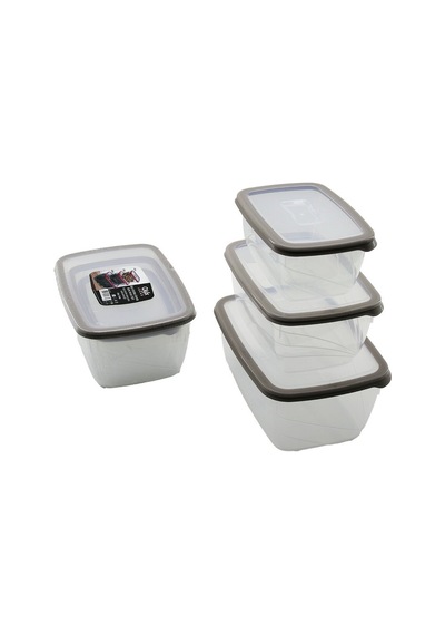 Qlux L-00772 Bio Extra Sızdırmaz Saklama Kabı Set 3 Adet 1600-2800-4600ml Şeffaf Pls.kap - 8'li Paket Diğer