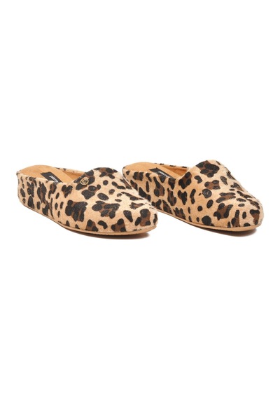Pierre Cardin Bej Leopar Hafif Tekstil Süet Önü Kapalı Kadın Ev Terliği Pc-55371 Z Bej