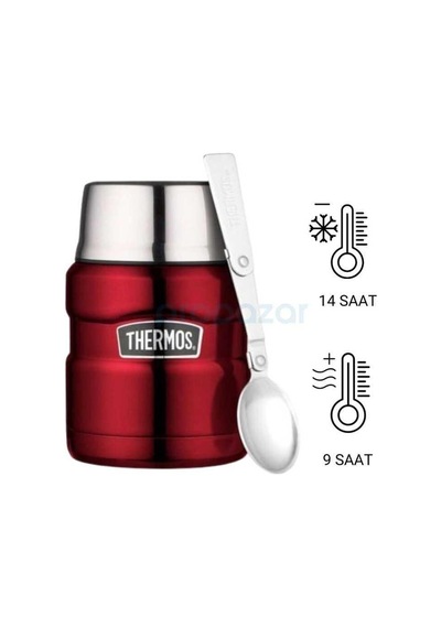 Thermos Sk3000 Staınless King Yemek Termosu 0.47l 184807 Cranberry - 5010576848079 - Sıcak:9 Saat Soğuk:14 Saat Kırmızı