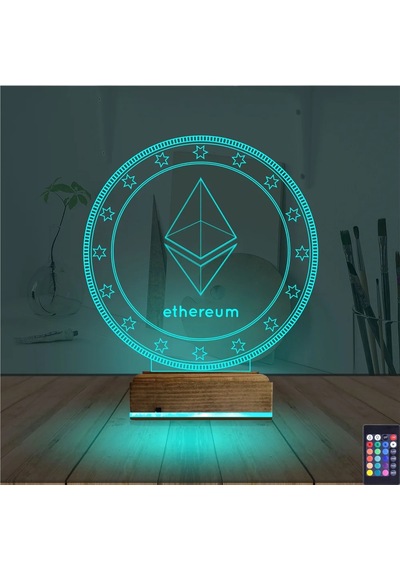 Luvivia Crypto Ethereum Coin 3d Lamba - Masa Gece Lambası Şeffaf