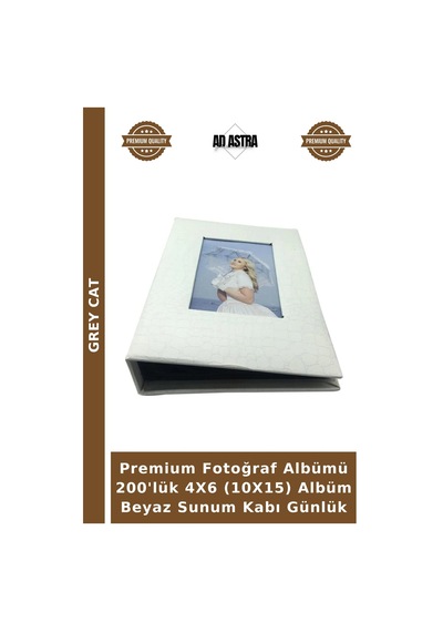 Premium Fotoğraf Albümü 200'lük 4x6 10x15 Albüm Beyaz Sunum Kabı Günlük