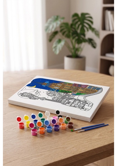 Londra Temalı Mandala Tuval Boyama Seti 40x50 Cm