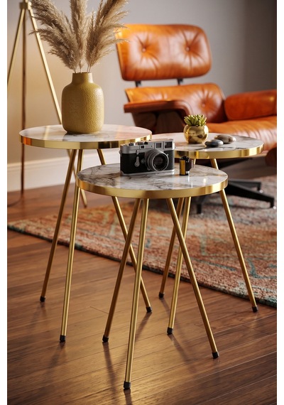 Northcity Metal Gold Zigon Beyaz 3'lü Abanoz - Beyaz