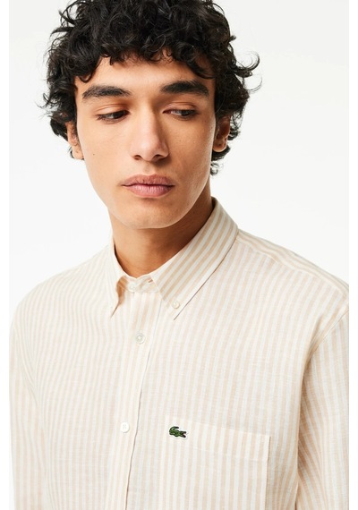 Lacoste Men's Regular Fit Yellow Shirt Standart Kesim Erkek Keten Gömlek Sarı