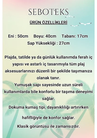 Seboteks Fermuarlı İçi Astarlı Cepli Leopar Desenli Büyük Boy Plaj Çantası Sbc3224