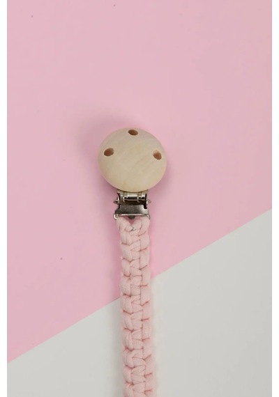 E&f Store El Örmesi Doğal Ahşap Emzik Askısı - Düz - Pembe