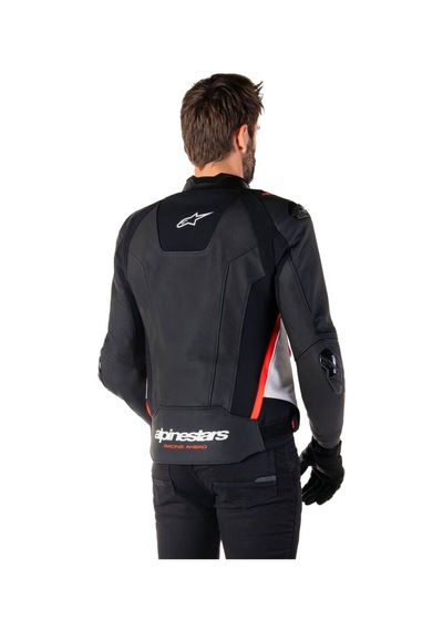 Alpinestars Missile V3 Deri Korumalı Motosiklet Montu Siyah Beyaz Kırmızı