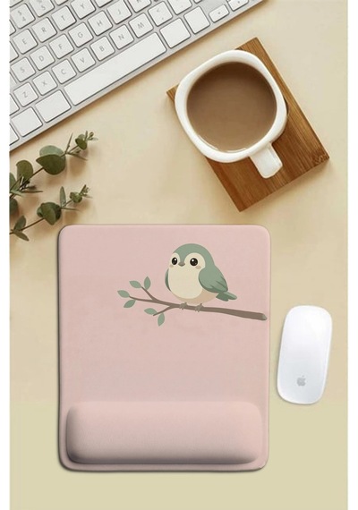 Sonictouch Pembe Bilek Destekli Minnoş Kuş Dikdörtgen Pürüzsüz Yüzey Ergonomik Mouse Pad 18x22cm Mousepad