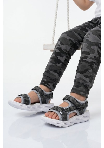 Cool Siyah Cırtlı Işıklı Hafif Unisex Çocuk Sandalet Sage F