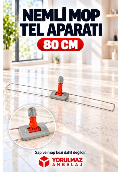 80 Cm Tel Mop Aparatı Bağcıklı Cepli Mop Uyumlu Katlanabilir Paspas Aparatı