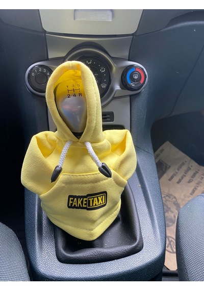 Vites Poları - Her Araca Uyumlu Vites Süsü Vites Araç Aksesuarı Sarı Renk Fake Taxi Logolu