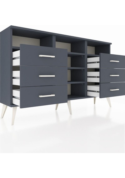 Arges Konsol 5 Raflı 6 Çekmeceli 132x30x83 Antrasit-antrasit/antrasit Antrasit/antrasit Arges Konsol 5 Raflı 6 Çekmeceli 132x30x83 Antrasit-antrasit/antrasit Antrasit/antrasit