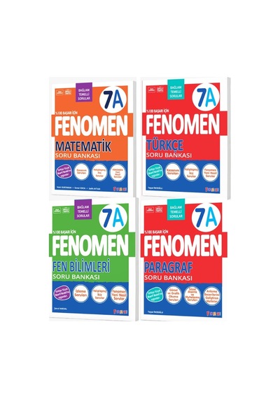 2027 7.sınıf 7a Matematik- 7a Türkçe-7a Fen-7a Paragraf -yeni Müfredat Soru Bankası Seti 4 Kitap