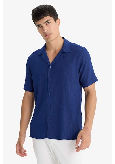 Defacto Modern Fit Polo Yaka Penye Kısa Kollu Gömlek C4125ax25smbe753 Mavi