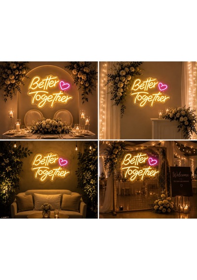 Delux Serisi Arka Fon Mekan Dekoru Gece Lambası Better Together Neon Led Çok Renkli