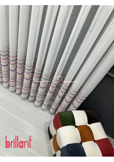 Tül Perde Çocuk Odası Tül Perdesi Colorful Gökkuşağı Desen Çok Renkli