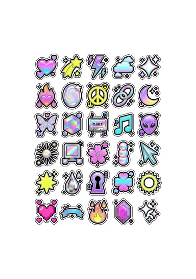 Retro Vintage Pop Sticker Seti 150 Adet - 5'li Mega Paket No11 - Laptop Defter Ajanda Çok Renkli