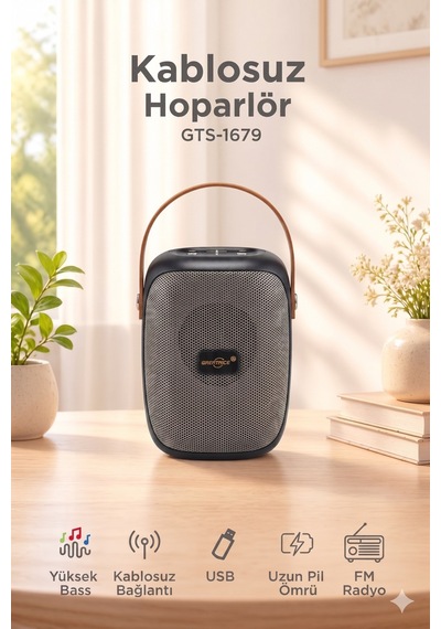 Bluetooth Hoparlör Rgb Işıklı Fm Radyo Kablosuz Taşınabilir Speaker Gts-1679