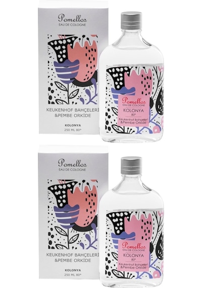 Pomellos 80 Derece Keukenhof Bahçeleri & Pembe Orkide Kolonya Cam Şişe 250 ML x 2