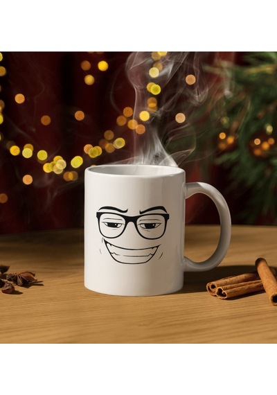 Roblox Yüz Temalı Bardak Kupa Cup Mug Gözlüklü Roblox Face Beyaz