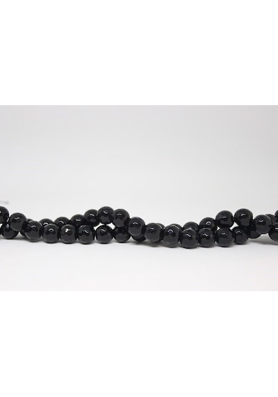Yasam Tohumu Onix Oniks Taşı Faset Kesim Parlak Yarım Dizi 12 MM 18 CM Mavi