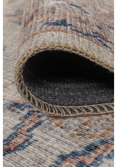 Artloop Relic Krem Vintage Dokulu Klasik Desenli Dokuma Tabanlı Şönil Halı Al 512 Krem - Lacivert