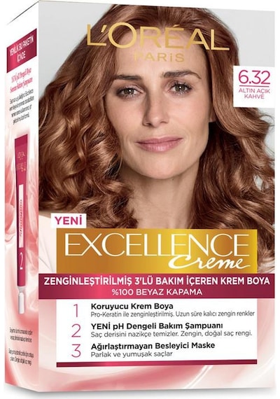 L'Oréal Paris Excellence Creme Saç Boyası - 6.32 Altın Açık Kahve