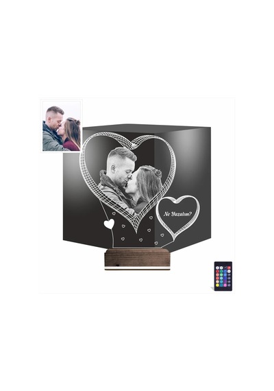 Luvivia Kalp Sevgiliye Hediye Fotoğraflı 3d Lamba - Masa Gece Lambası V13