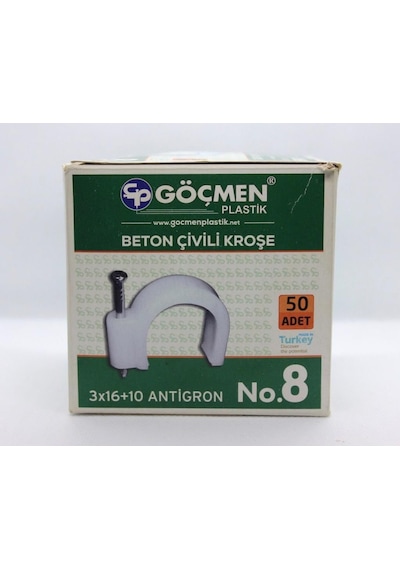 Göçmen Plastik Beton Çivili Kroşe No.8 50 Adet