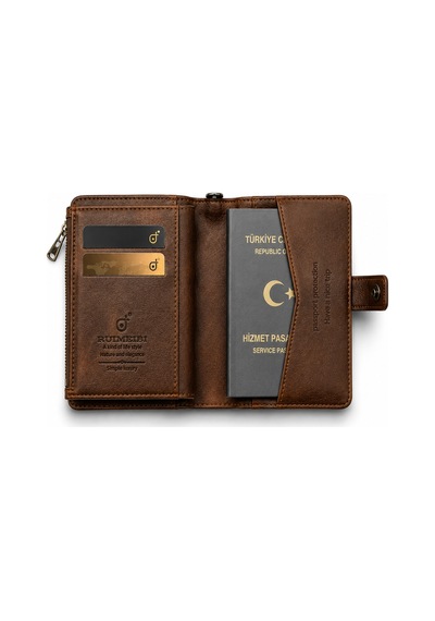 Watchofroyal Boardingpass Brown Deri Cüzdan Ve Pasaportluk Kahve
