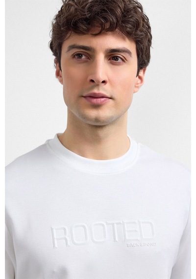 Backandbond Beyaz Bisiklet Yaka Regular Fit Sweatshirt